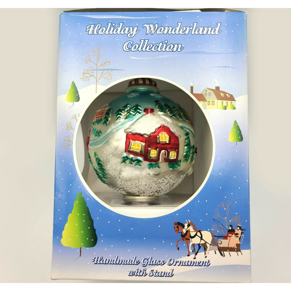 NEW in Box Holiday Wonderland Collection 4" Glass Ball Hand Painted Ornament